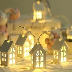 10pcs House LED Fairy on Light String 5ft, 10led, battery AA, Indoor Christmas